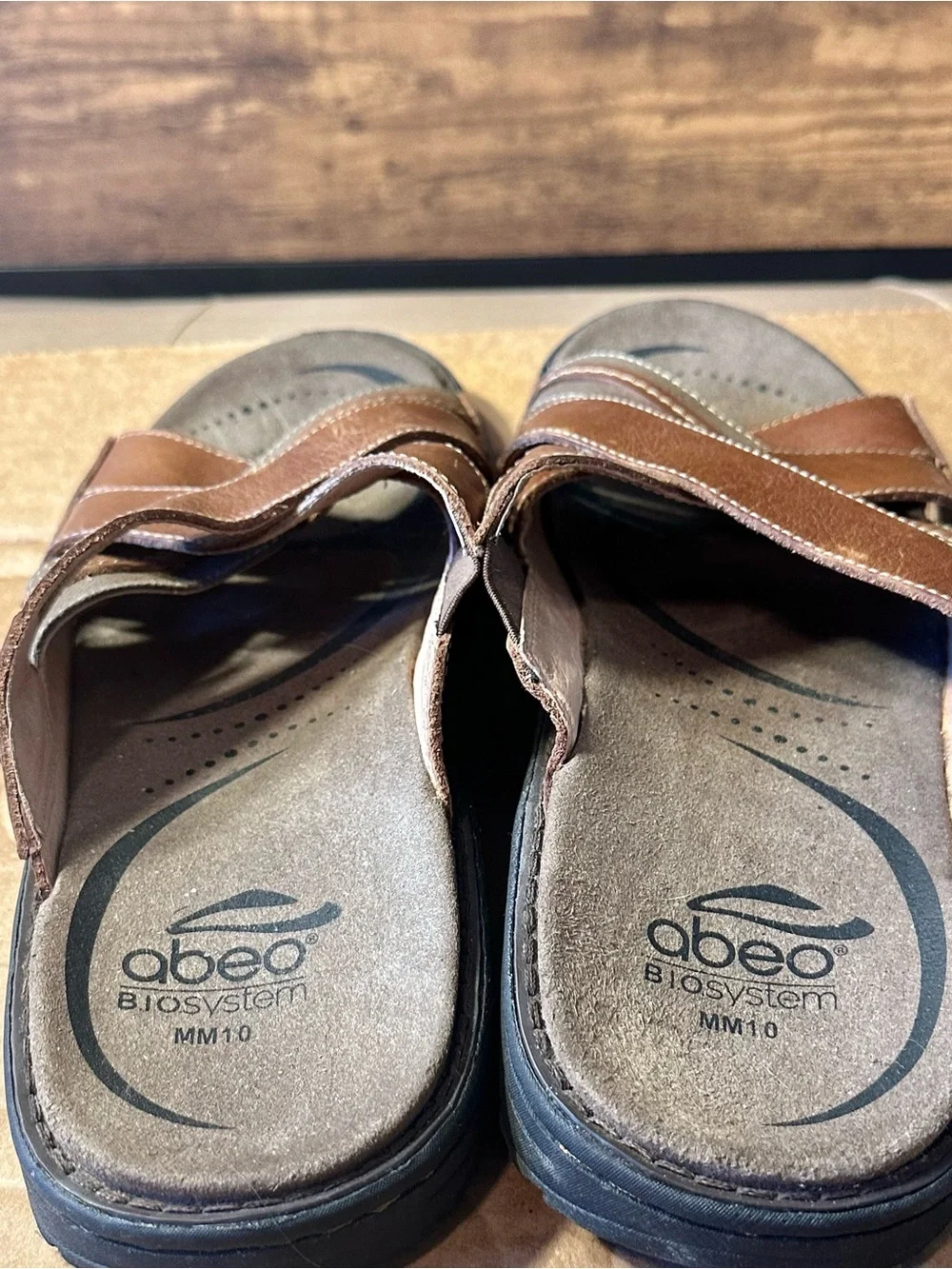Abeo BioSystem Brant BM048 Men’s US 10 Slide Sandals Brown Leather Rubber EU 44